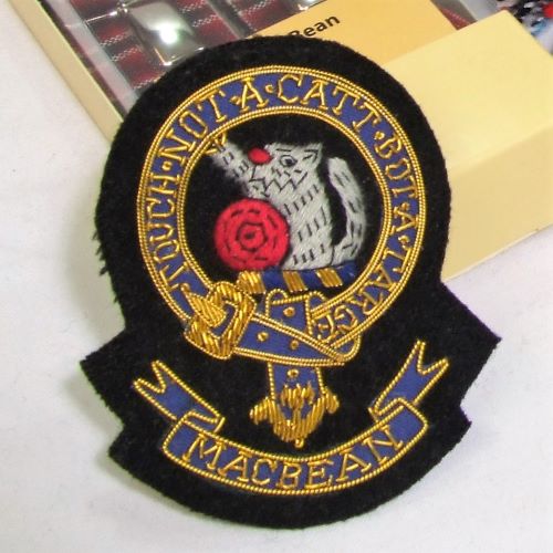 Clan Crest Badge, Hand Embroidered, Clan MacBean, McBain